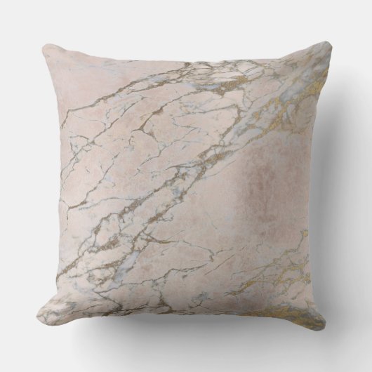 真珠ピンクのバラ金ゴールド粉末ブラシ大理石 クッション (正面)