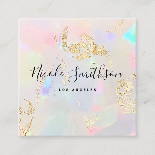 真珠フェイクと金ゴールド箔の詳細スクアフェイクール スクエア名刺 (正面)