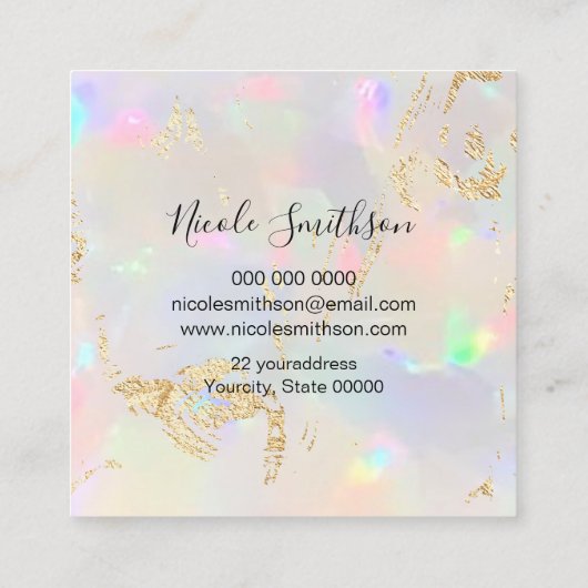 真珠フェイクと金ゴールド箔の詳細スクアフェイクール スクエア名刺 (裏面)