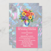 真珠フェイク虹色の結婚母 招待状 (正面/裏面)