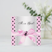 真珠ブラックピンクラディバグベビーガールシャワー 招待状 (スタンド正面)