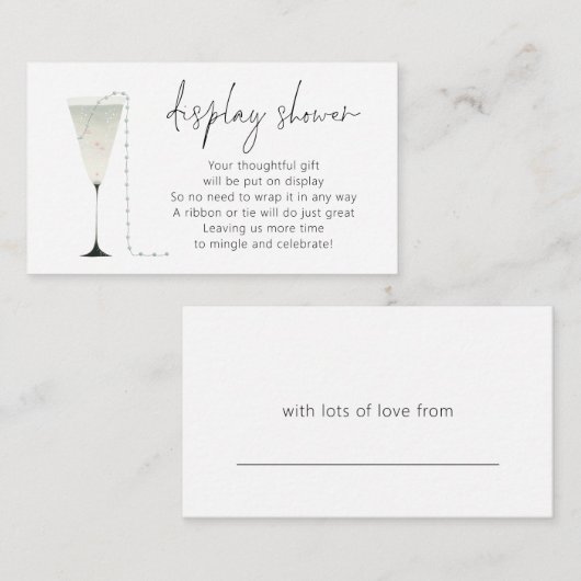 真珠プロセッコブライダルディスプレイシャワーギフトタグ エンクロージャーカード (正面/裏面)