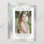 真珠ホログラフィックフォト卒業の母 サンキューカード (正面/裏面)