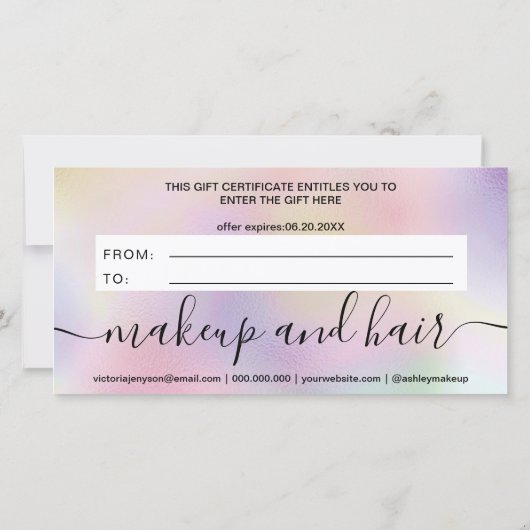 真珠モダンホログラフ勾配ギフト証書 (裏面)