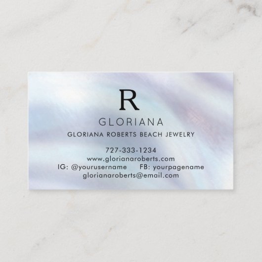 真珠モノグラムのロゴのスターフィッシュ母 名刺 (裏面)