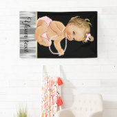 真珠ラッフルパンツ女の子ベビーシャワー 横断幕 (インサイチュ)