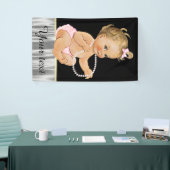 真珠ラッフルパンツ女の子ベビーシャワー 横断幕 (トレードショー)