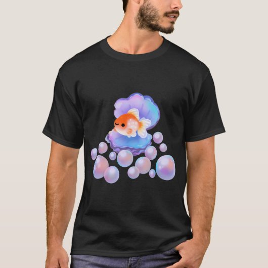 真珠付きの玉尺金魚 Tシャツ (正面)