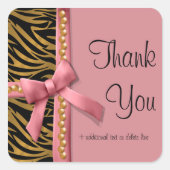 真珠付きピンクと金ゴールドストライプののゼブラ スクエアシール (正面)