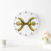 真珠付き魚鱗金ゴールド〔占星術の〕十二宮図誕生日宝石 ラージ壁時計 (ホーム)