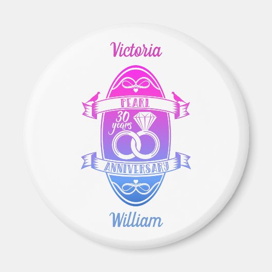 真珠伝統的30周年結婚30日 マグネット (正面)
