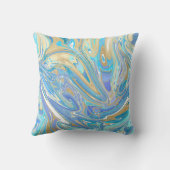 真珠光沢アクア&金ゴールドリキッドマーブル クッション (裏面)