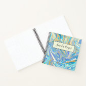 真珠光沢アクア&金ゴールドリキッドマーブル ノートブック (内部)