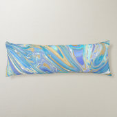 真珠光沢アクア&金ゴールドリキッドマーブル ボディピロー (裏面)