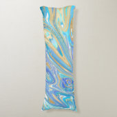 真珠光沢アクア&金ゴールドリキッドマーブル ボディピロー (正面縦)