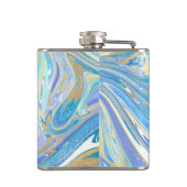 真珠光沢アクア&金ゴールドリキッドマーブル&モノグラム フラスク (裏面)