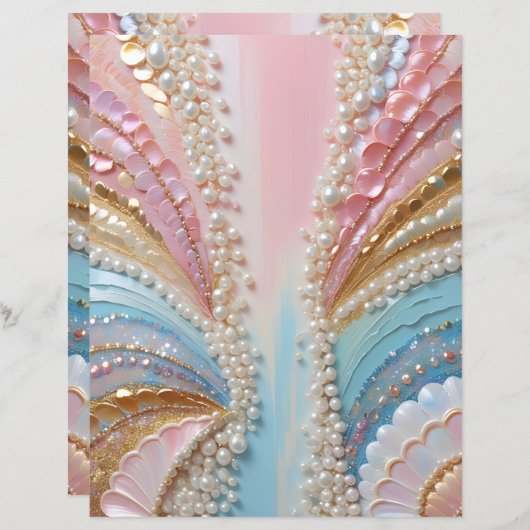 真珠光沢色彩の鮮やか真珠貝殻スクラップブック紙 (正面/裏面)