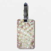 真珠及びピンクデイジー ラゲッジタグ (裏面縦)