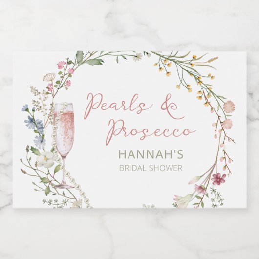 真珠及びプロセ結婚スコブライダルシャワー スパークリングワインラベル (シングルラベル)