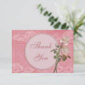 真珠及びレースのぼろぼろのシックなバラは感謝していしています サンキューカード (スタンド正面)