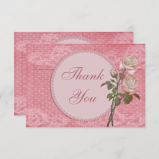 真珠及びレースのぼろぼろのシックなバラは感謝していしています サンキューカード (正面/裏面)