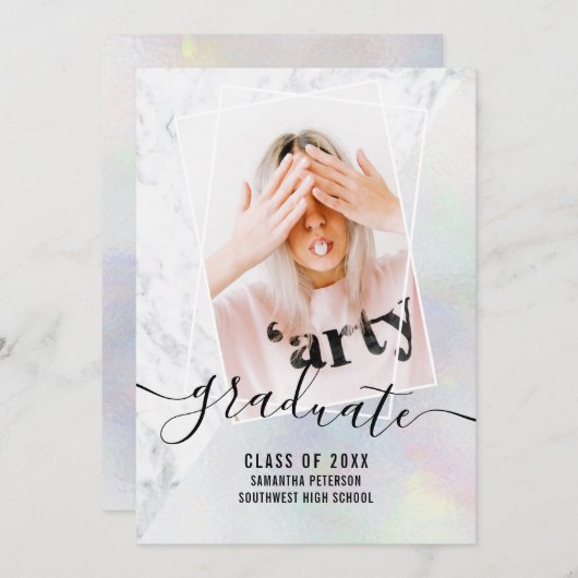 真珠大理石大学院写真ブロック卒業 招待状 (正面/裏面)