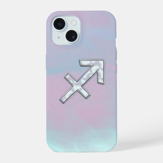 真珠層のいて座の星座の装飾 iPhone 15ケース (裏面)