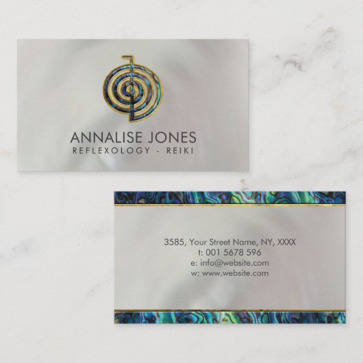 真珠母のアワビおよび金ゴールドChoku Rei 名刺 (正面/裏面)