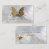 真珠母の贅沢でシックな金ゴールドの蝶 名刺 (正面/裏面)