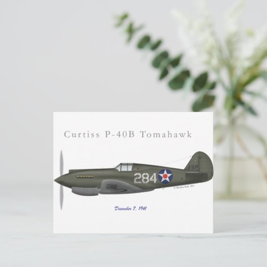 真珠湾のP-40Bの防衛 ポストカード (スタンド正面)