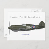 真珠湾のP-40Bの防衛 ポストカード (正面/裏面)