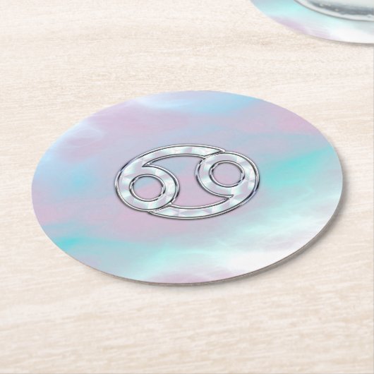 真珠癌の母の〔占星術の〕十二宮図シンボルDecor ラウンドペーパーコースター (アングル)