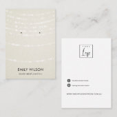 真珠白色の明かり紐スタッドイヤリングディスプレイ 名刺 (正面/裏面)