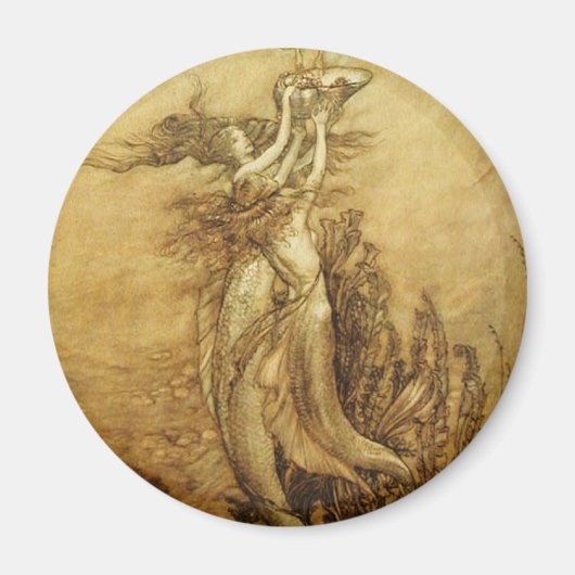 真珠磁石の人魚魚釣り マグネット (正面)