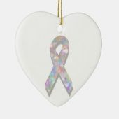 真珠肺がんリボン セラミックオーナメント (右)