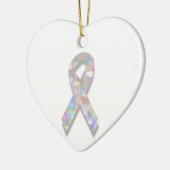 真珠肺がんリボン セラミックオーナメント (左)
