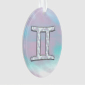 真珠色のジェミニ(占星術の)十二宮図の記号 オーナメント (正面)