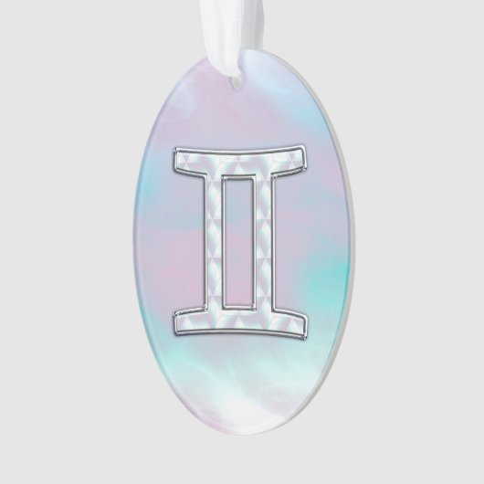 真珠色のジェミニ(占星術の)十二宮図の記号 オーナメント (正面)