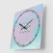 真珠色のスタイルのアクエリアスの(占星術の)十二宮図 スクエア壁時計 (傾斜)
