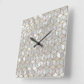 真珠色のタイル スクエア壁時計 (傾斜)