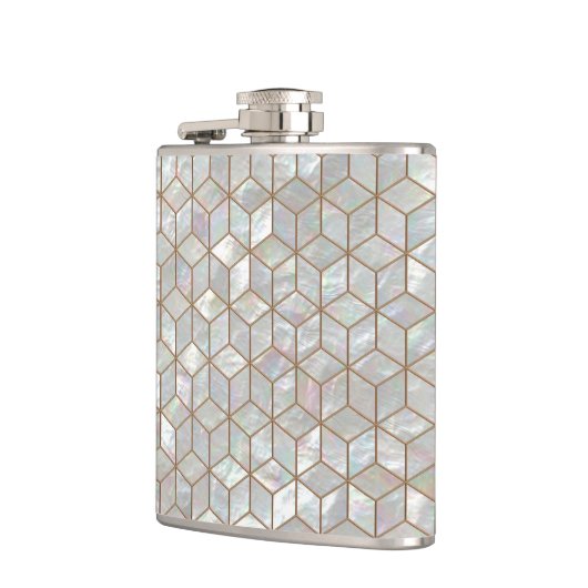 真珠色のタイル フラスク (左)