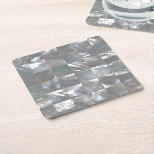 真珠色のデザイン スクエアペーパーコースター (アングル)