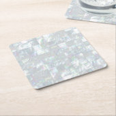 真珠色のモザイク スクエアペーパーコースター (アングル)