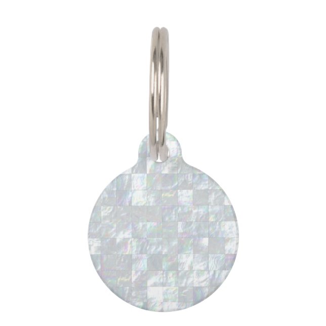 真珠色のモザイク ペット　ネームタグ (正面)
