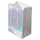 真珠色の牡羊座の(占星術の)十二宮図の記号の装飾 ミディアムペーパーバッグ (正面アングル)