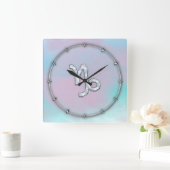 真珠色の装飾の山羊座の(占星術の)十二宮図の記号 スクエア壁時計 (ホーム)