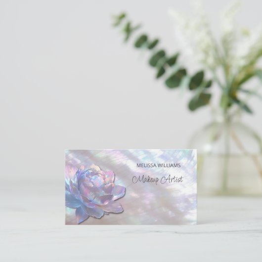 真珠虹色の牡丹 名刺 (スタンド正面)