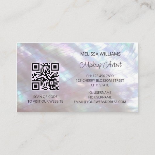 真珠虹色の牡丹 名刺 (裏面)