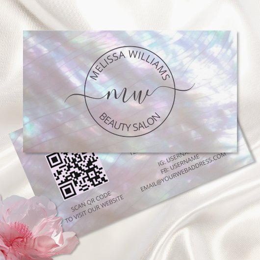 真珠虹色の牡丹 名刺