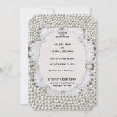 真珠装飾付き結婚式招待状カード 招待状 (正面)